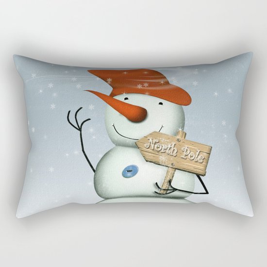 North Pole Bound Snowman Rectangular Pillow