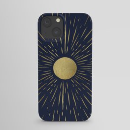 Bohemian Sunshine, Dark Blue Background Color iPhone Case