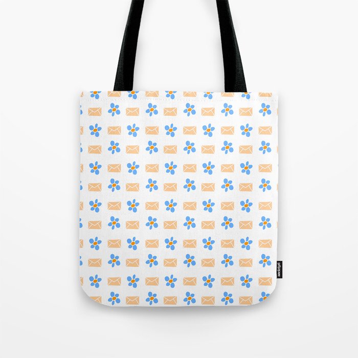 letter and flower 2 orange and blue Tote Bag