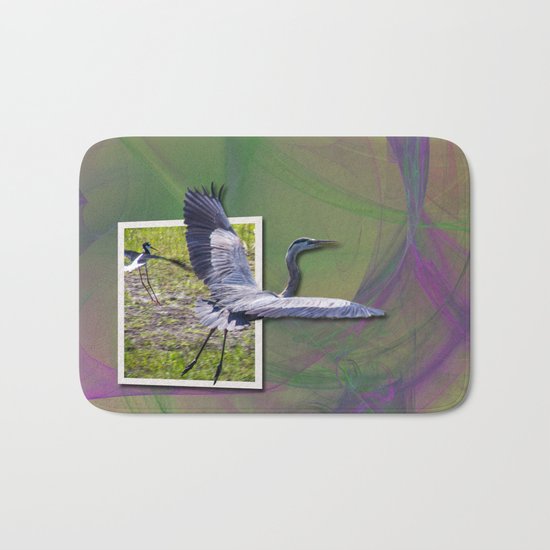 Great Blue heron Out Of Frame Bath Mat