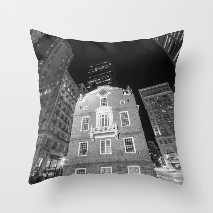 Old City Hall in Black and White Boston Massachusetts Throw Pillow