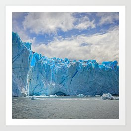 Argentina Photography - Blue Glacier Falling Into Water Art Print