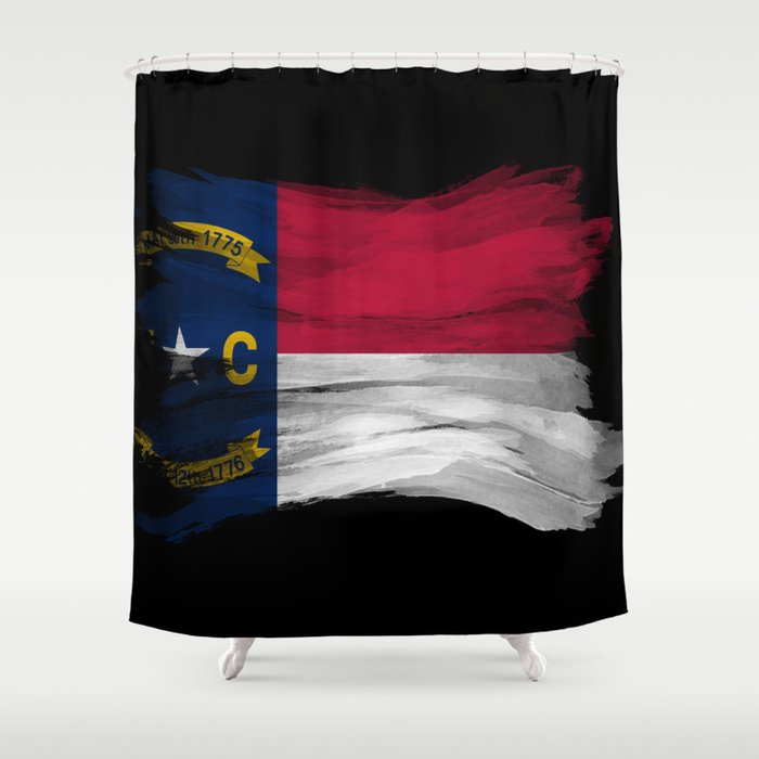 North Carolina state flag brush stroke, North Carolina flag background Shower Curtain