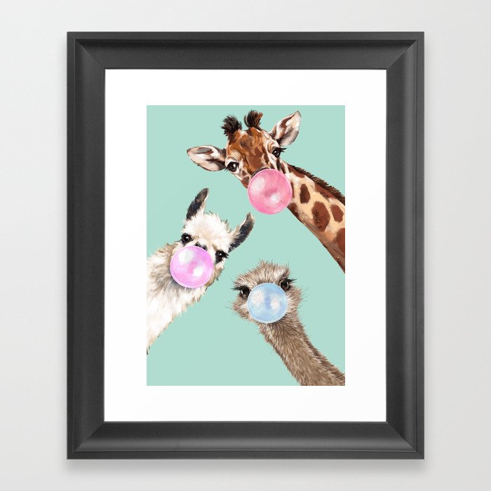 Bubble Gum Gang in Green Framed Art Print by Big Nose Work | Society6