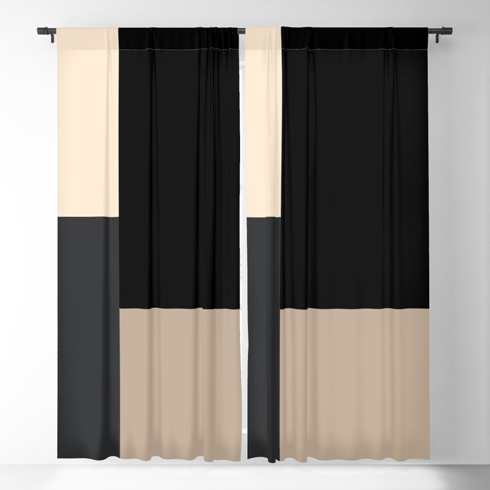 Black Beige Color Palette Squares Blackout Curtain