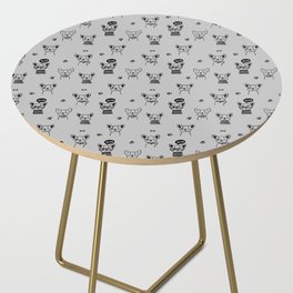 Light Grey and Black Hand Drawn Dog Puppy Pattern Side Table