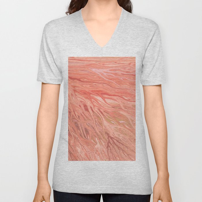 Peach Firegrass by Chris Sparks V Neck T Shirt