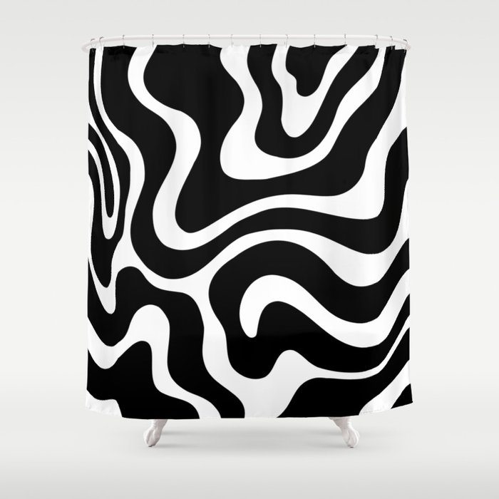 Warped Swirl Marble Pattern (black/white) Shower Curtain