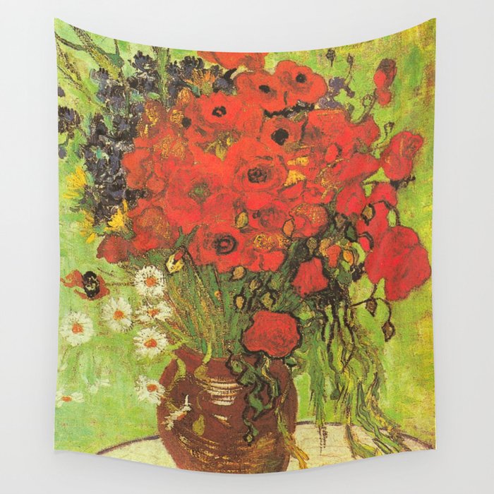 Still Life: Red Poppies and Daisies by Vincent van Gogh Wall Tapestry