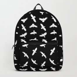 Black And White Abstract Bird Silhouettes Pattern Backpack | Pop Art, Digital, Black And White, Bird, Vector, Cartoon, Concept, White, Birds, Graphicdesign 
