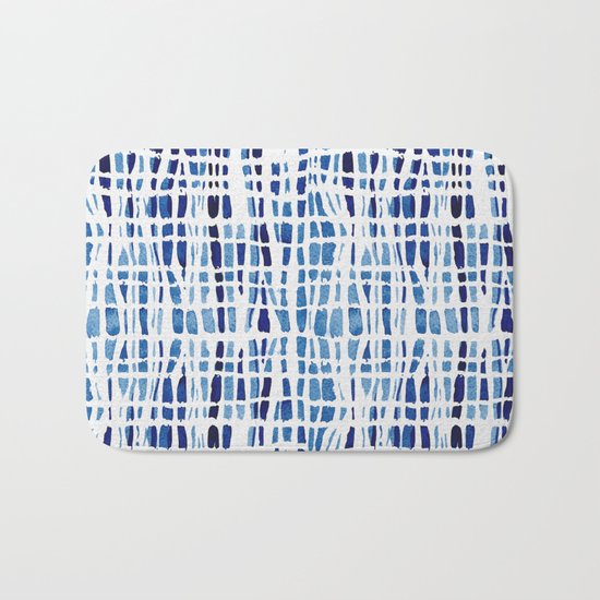 Shibori Braid Vivid Indigo Blue and White Bath Mat
