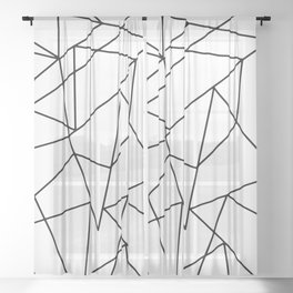 Simple Modern Black and White Geometric Pattern Sheer Curtain