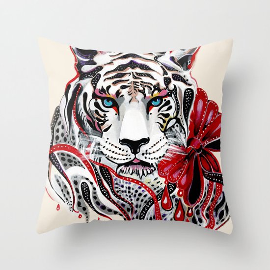 White Tiger Throw Pillow