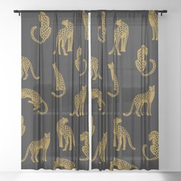 Big Cat Pattern Sheer Curtain