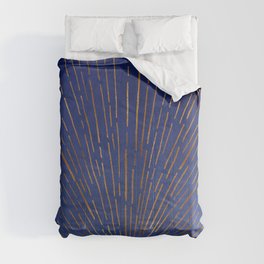 Twilight Blue and Metallic Gold Sunrise Comforter