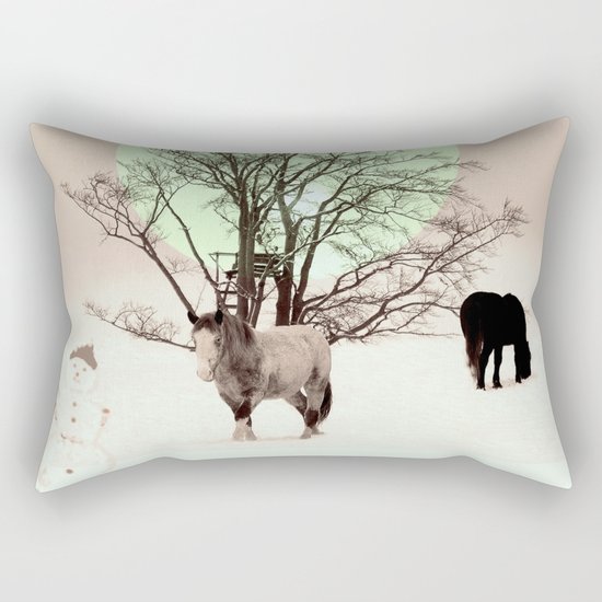 Winter horses Rectangular Pillow