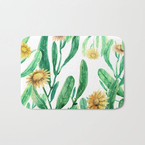 yellow flowers on sunny day Bath Mat