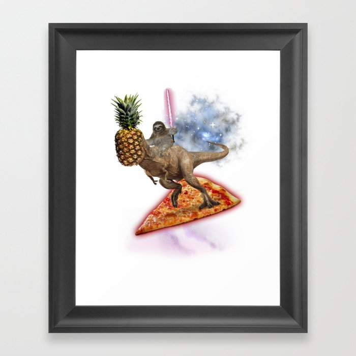 Awesome Pineapple Dinosaur Sloth Light Saber Framed Art