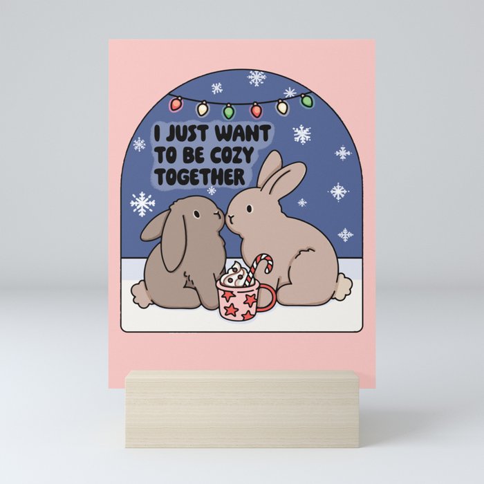 Cozy Winter Bunnies Mini Art Print