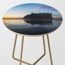 Sunset on Ruby Beach - Sea Stack Silhouette Along Coast at Ruby Beach Washington in Pacific Northwest Side Table
