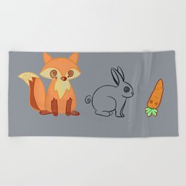 Circle of Life - Fox Bunny Carrot - Minimalistic art Beach Towel