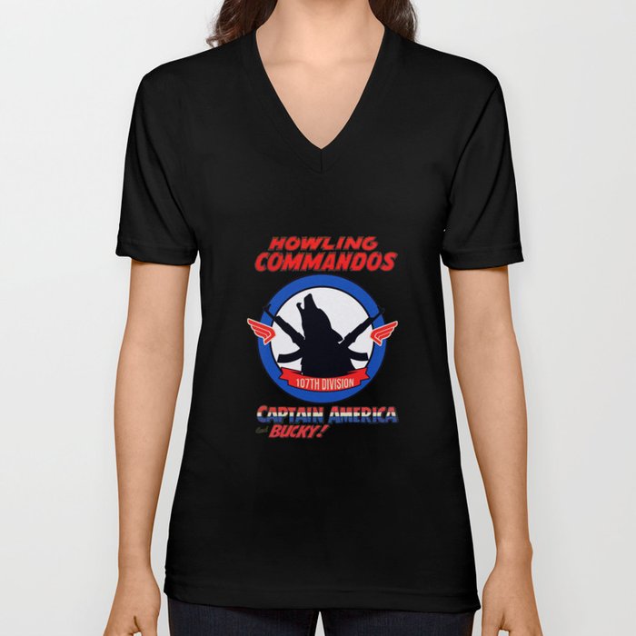 Howling Commandos CAP&BUCKY V Neck T Shirt