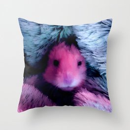 Hamster in pink and blue Throw Pillow