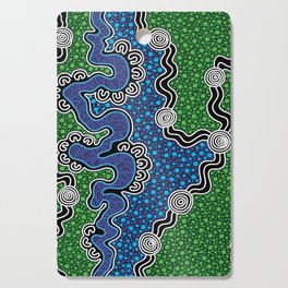 Authentic Aboriginal Art - The River (green) Cutting Board