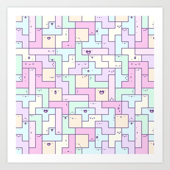 Kawaii Tetris Art Print