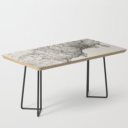 France, Nice City Map Drawing - Black and White Coffee Table