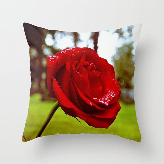 Single red rose Throw Pillow
