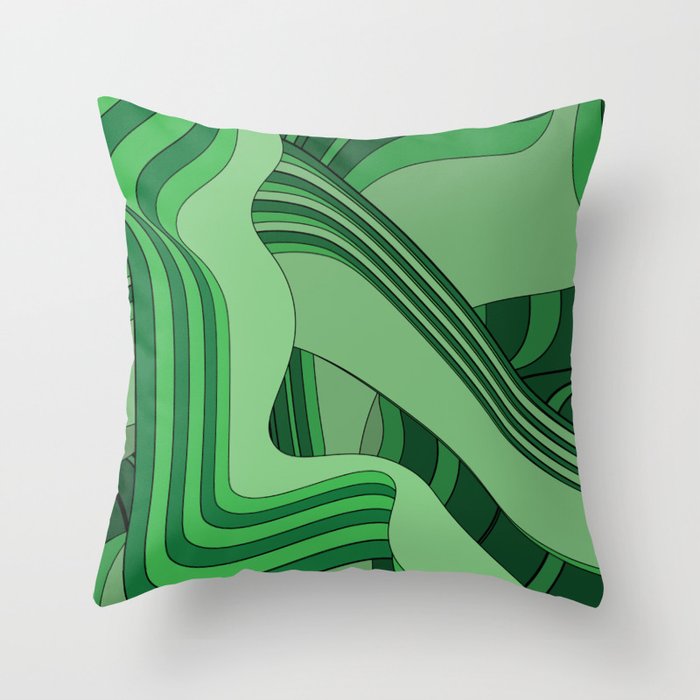 Green Lines I Throw Pillow