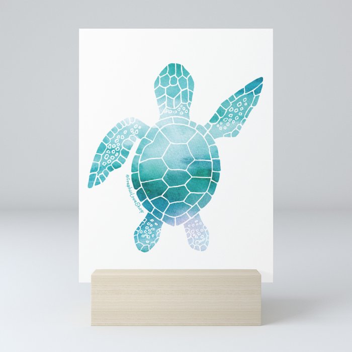 Watercolor Sea Turtle © GraphicLoveShop Mini Art Print