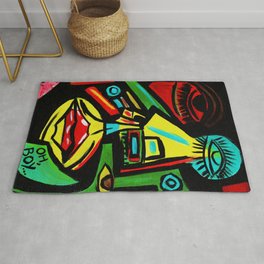 "Rosy Cheeks" Abstract Portrait Painting Rug