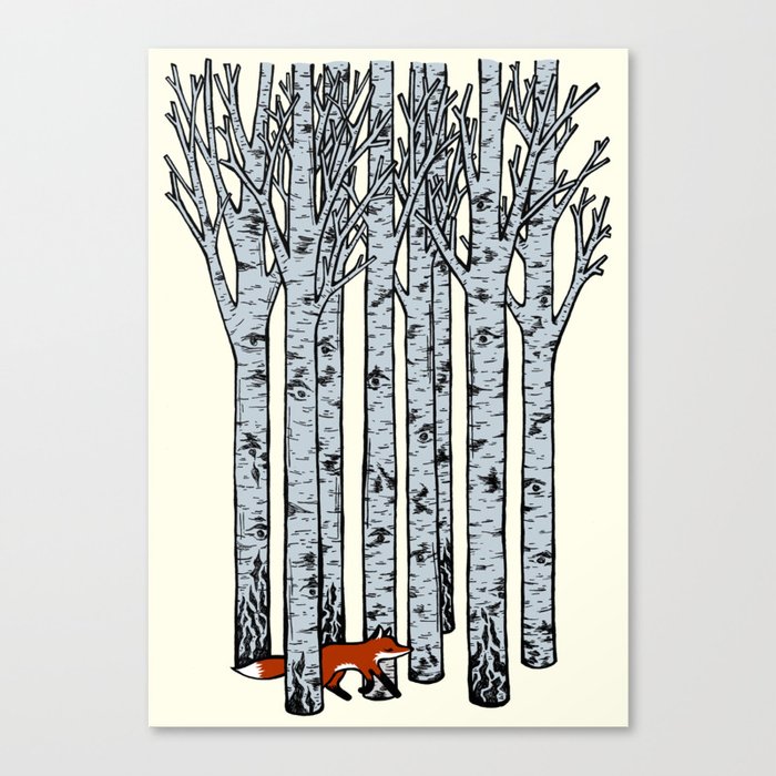 Fox in the Birches Canvas Print