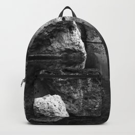 Boulder Reflection on Water Backpack | Black, Mirror, White, Shadow, Silver, Black And White, Rocks, Water, Nature, Calm 