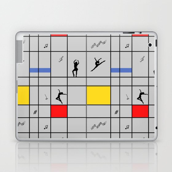 Dancing like Piet Mondrian - Composition with Red, Yellow, and Blue on the light grey background Laptop & iPad Skin