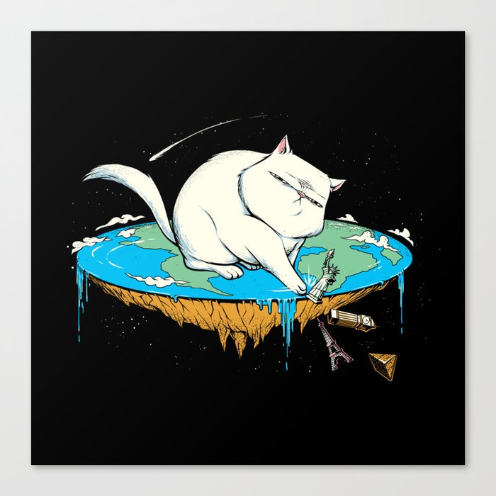Flat Earth Cat Canvas Print By Tobefonseca Society6