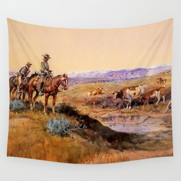 “Worked Over” Western Art by Charles M Russell Wall Tapestry