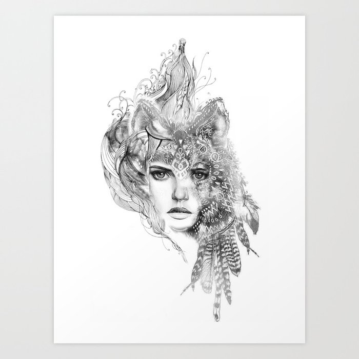 Wolf Girl Art Print By Draw4you Society6