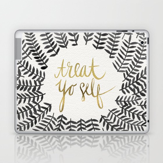 Treat Yo Self – Black & Gold Laptop & iPad Skin
