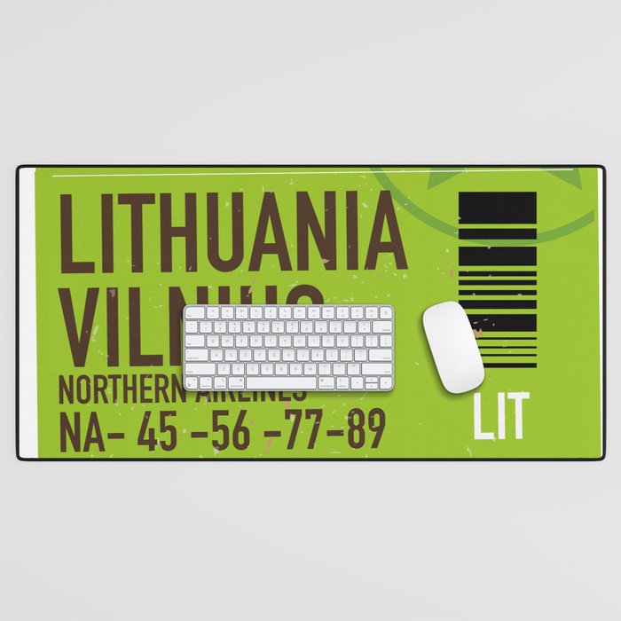 Lithuania Vilnius airliner travel ticket Desk Mat