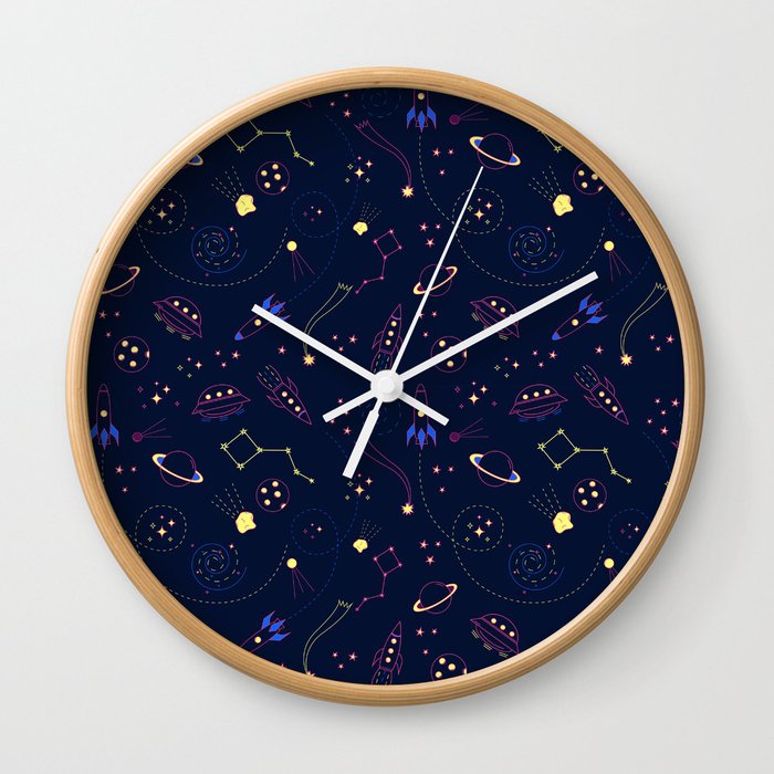 Space pattern illustration Wall Clock