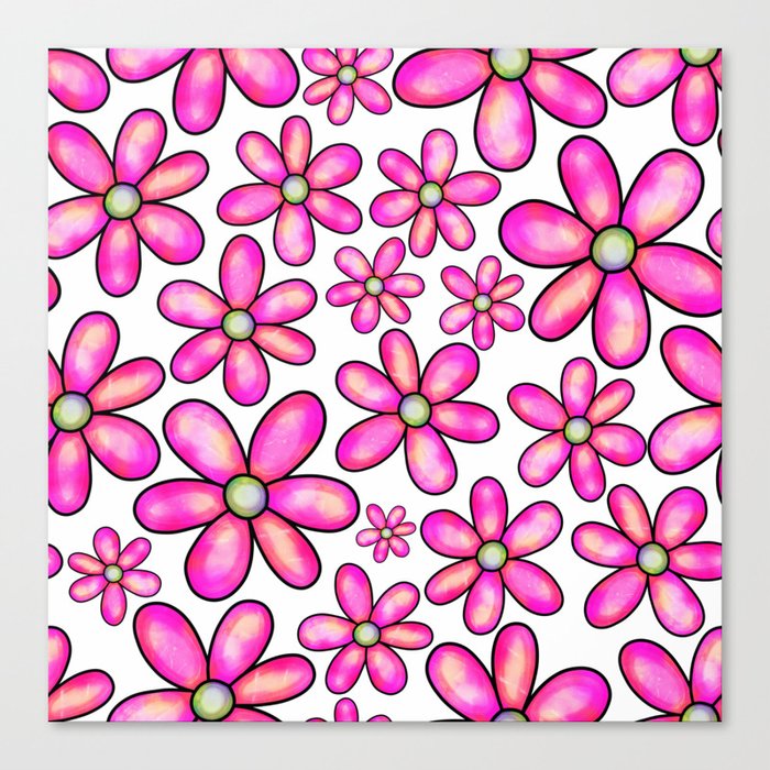 Doodle Spring Flower Pattern 04 Canvas Print