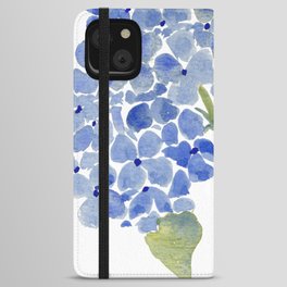 Blue Gouache Hydrangea iPhone Wallet Case