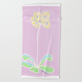 Flower Market Primrose on Pink Beach Towel