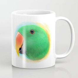 Green male eclectus parrot realistic painting Mug