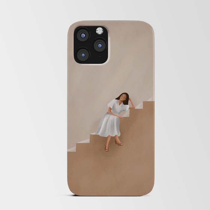 Girl Thinking on a Stairway iPhone Card Case
