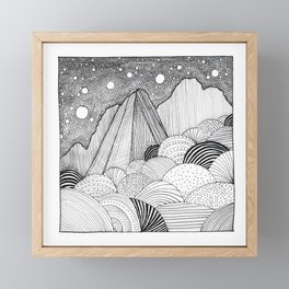 Black-and-white: Night in Mountains Framed Mini Art Print