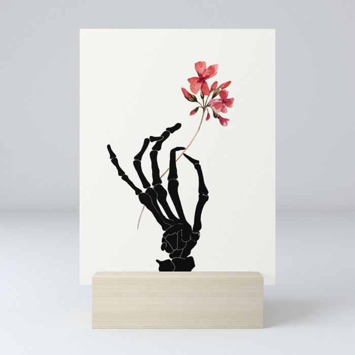 Skeleton Hand with Flower Mini Art Print